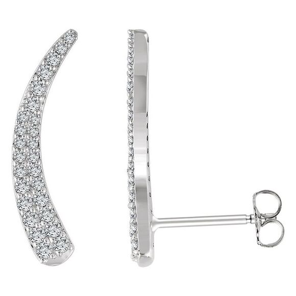 2 x 20mm 14k White Gold 3/8 CTW (H-I I1) Diamond Tapered Ear Climbers